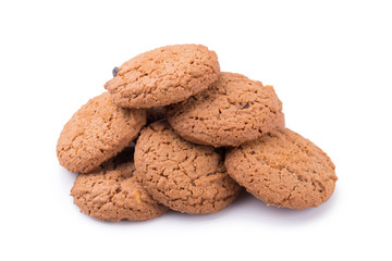 Chocolate cookies isolated on a white background