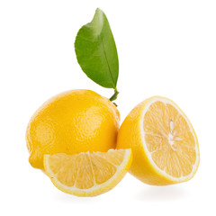 yellow lemon isolated on over white background