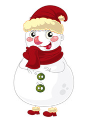 Happy cartoon snowmen - vector - smiling and watching - isolated - illustration for children
