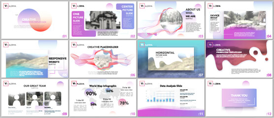 Clean and minimal presentation templates. Colorful elements on white background for your portfolio. Brochure cover vector design. Presentation slides for flyer, leaflet, brochure, report, advertising.
