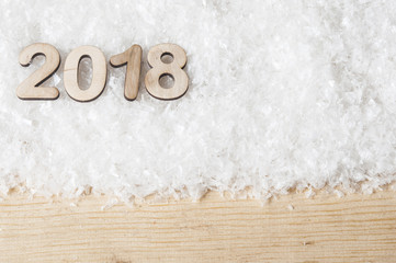 Wooden numbers forming 2018,New year celebrate.