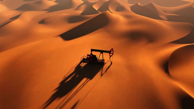 oil pump between sand dunes