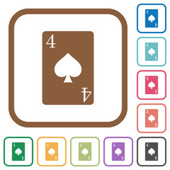 Four of spades card simple icons