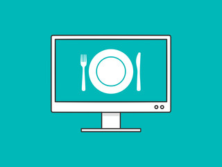 Order food on line with desktop computer