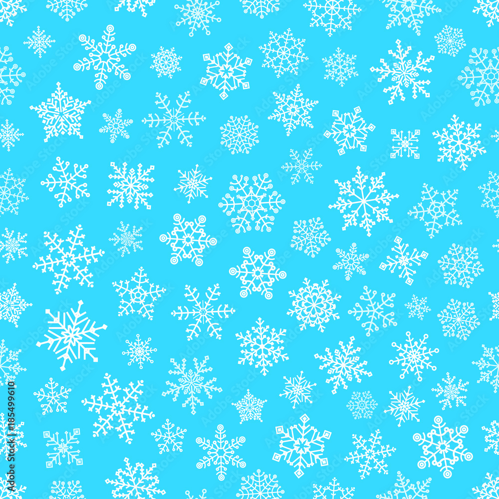 Poster Different snowflake elements seamless pattern