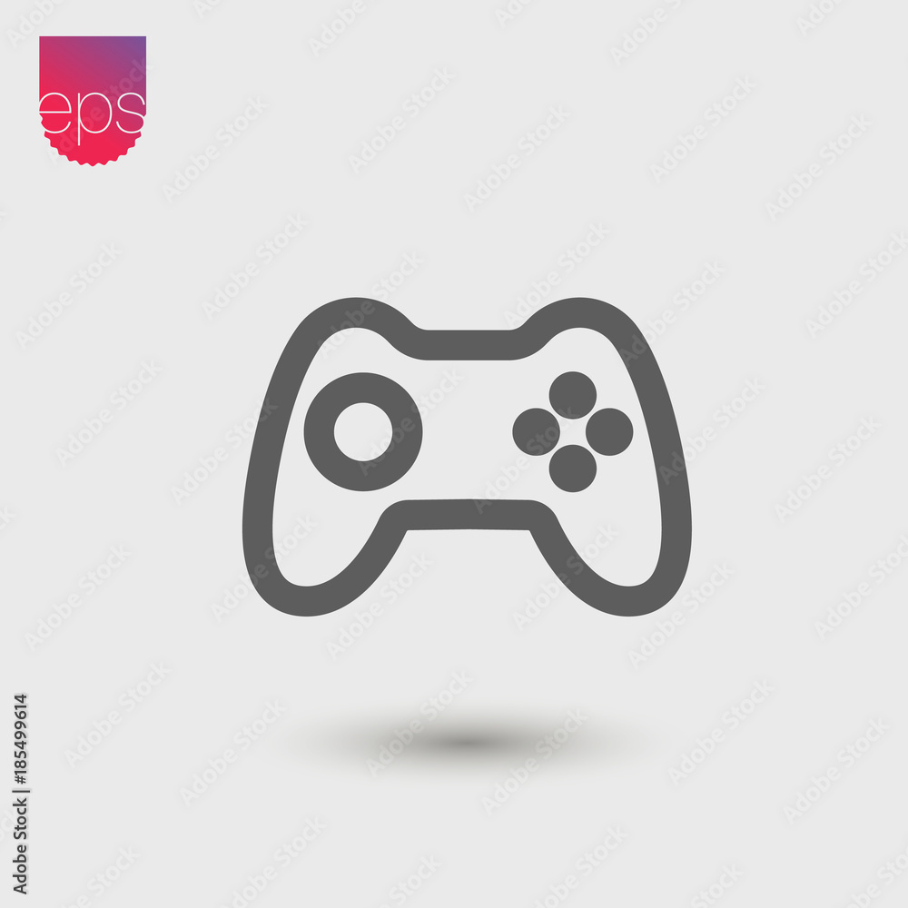 Poster Joystick simple Vector Icon. Vector emblem isolated on grey background. Vector pictogram clipart