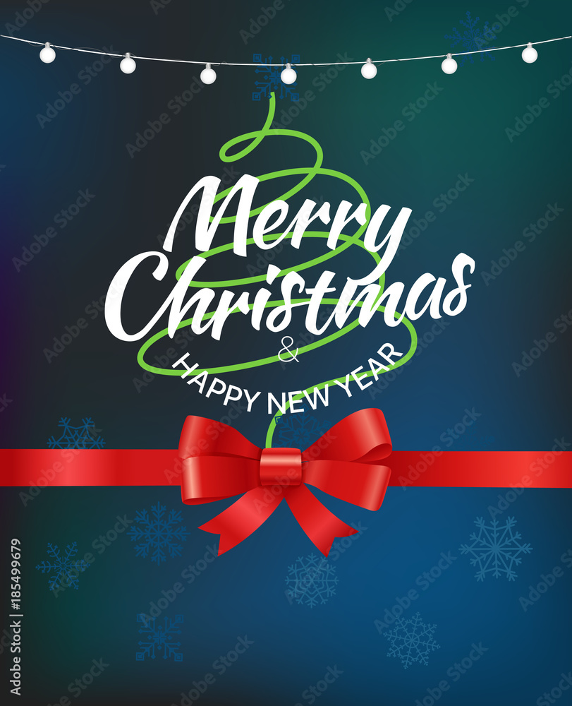 Poster merry christmas greeting card with abstract tree. vector illustration