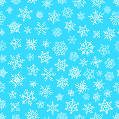 Different snowflake elements seamless pattern