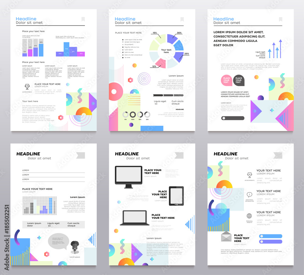 Aufkleber presentation booklet - set of modern vector abstract templates