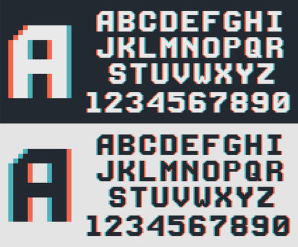 Pixel Game Retro Font, 8-bit Vector Alphabet