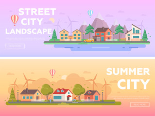 City landscape - set of modern flat vector illustrations