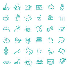 Simple Set of Sleep Related Vector Line Icons