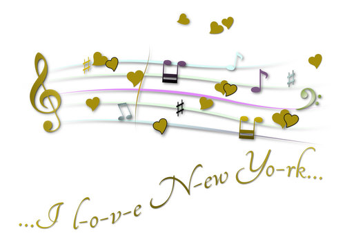 Musical score colored I love New York