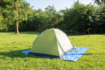 green camping tent on field