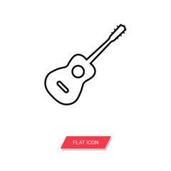 Guitar vector icon, musical instrument symbol. Simple illustration for web or mobile app