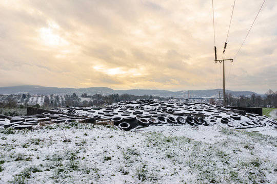 Winterlandschaft einer kleinen Gemeinde
