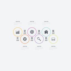 Naklejka premium Infographics template 6 options with circle