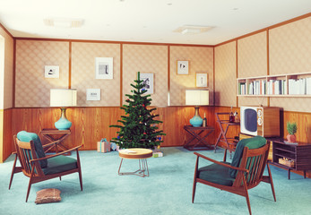 retro style christmas interior.