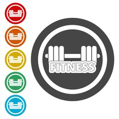 Gym dumbbell flat design, Cross fit icon 