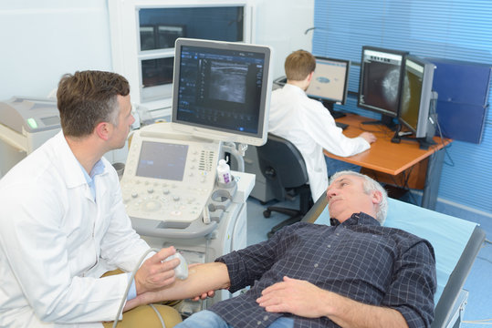 patient having arm ultrasound