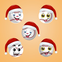 Baseball ball in the hat of Santa Claus