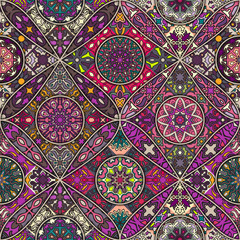 Seamless pattern. Vintage decorative elements. Hand drawn background. Islam, Arabic, Indian, ottoman motifs. Perfect for printing on fabric or paper.