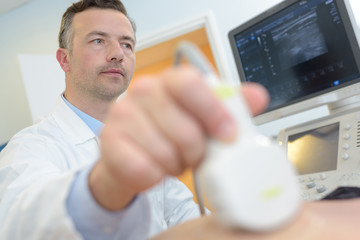 Closeup of ultrasound tool