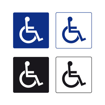 Disabled handicap wheelchair sign set