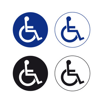 Disabled handicap wheelchair sign set