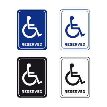 Wheelchair handicap disabled reserved sign set