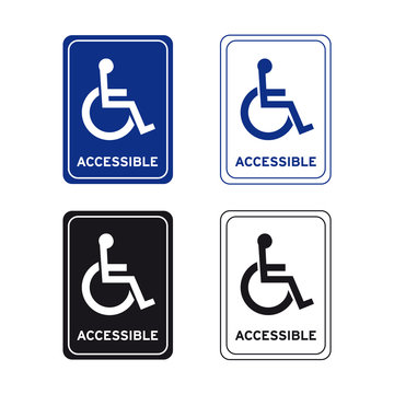 Wheelchair handicap disabled accessible sign set