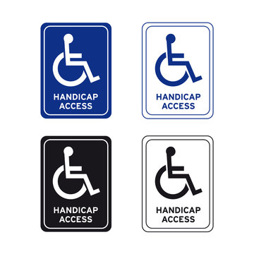 Wheelchair handicap disabled acces sign set