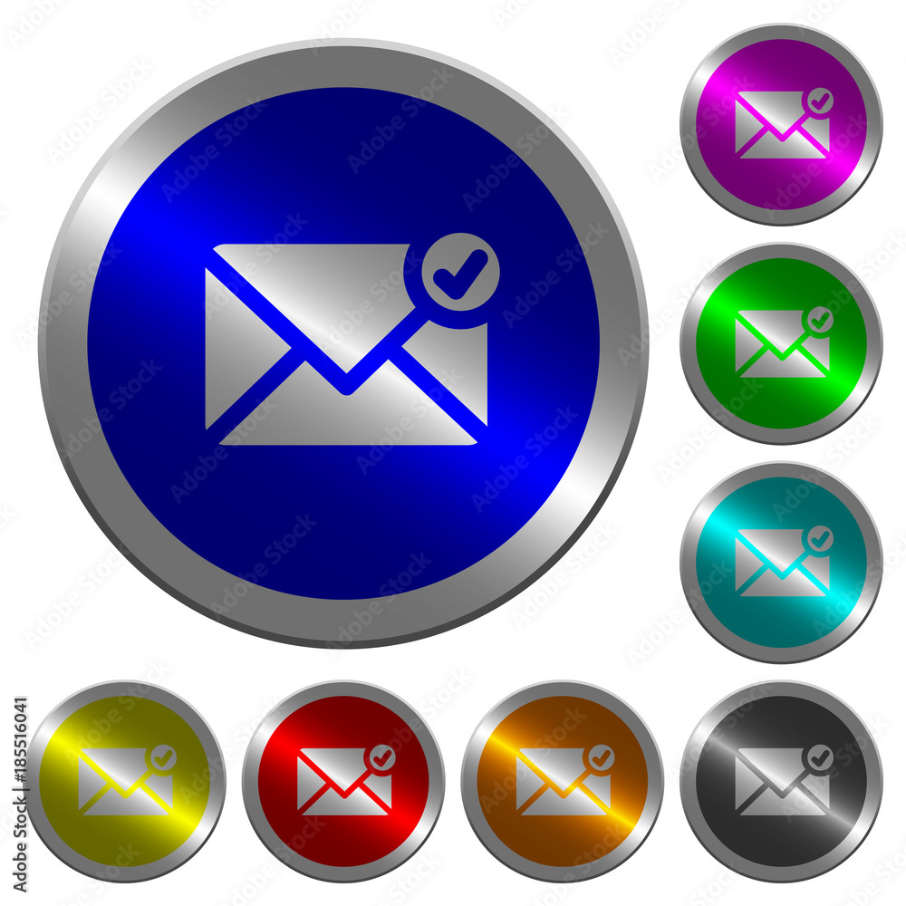 Poster mail sent luminous coin-like round color buttons