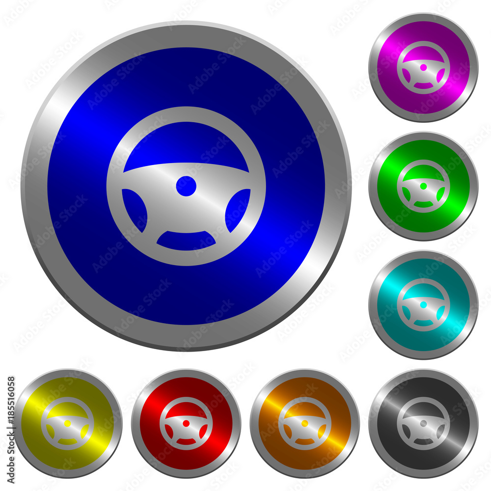 Poster steering wheel luminous coin-like round color buttons
