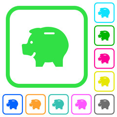 Left facing piggy bank vivid colored flat icons icons