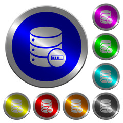 Database processing luminous coin-like round color buttons