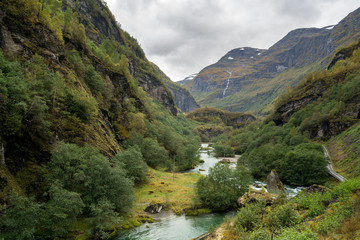 Scenery from Flam Line railway in Norway