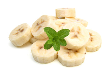 Banana slices isolated on a white