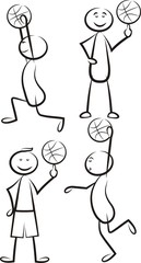 stick man plays basketball