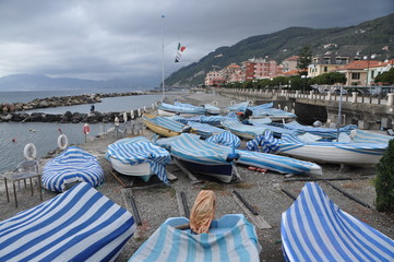 fishing boats in Chiavari, Liguria, Italy
