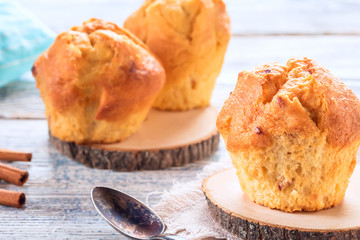 Lemon muffin cupcake cake fresh on table morning breakfast