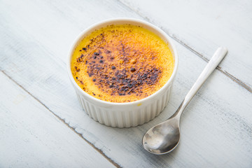 cream brulee on white background
