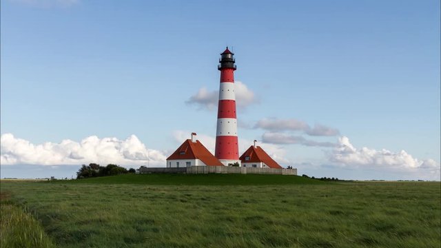 Colorful lighthouse at Westerhever, Germany