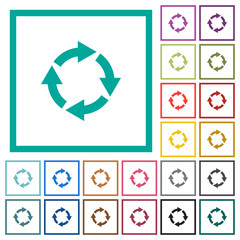 Rotate right flat color icons with quadrant frames