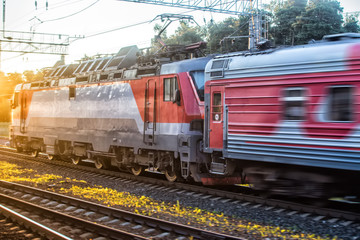 Fototapeta na wymiar locomotive moves by rail