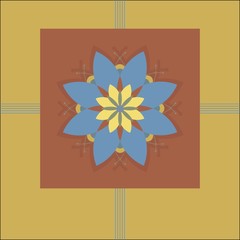 The square pattern with floral ornament in mandala style