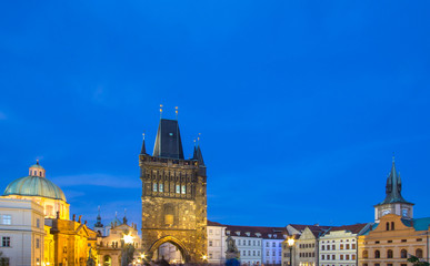 Naklejka premium Charles Bridge tower architecture in twilight