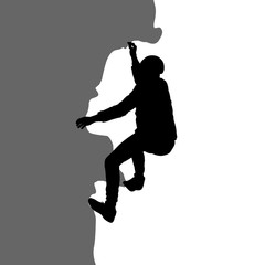 Fototapeta na wymiar Black silhouette rock climber on white background