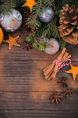Fresh Tangerines with spices and Christmas decor