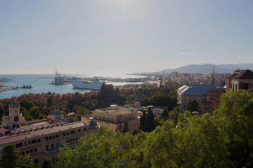 Fototapeta na wymiar Malaga. Panoramic view. Malaga, Costa del Sol, Andalusia, Spain. Picture taken – 17 december 2017.